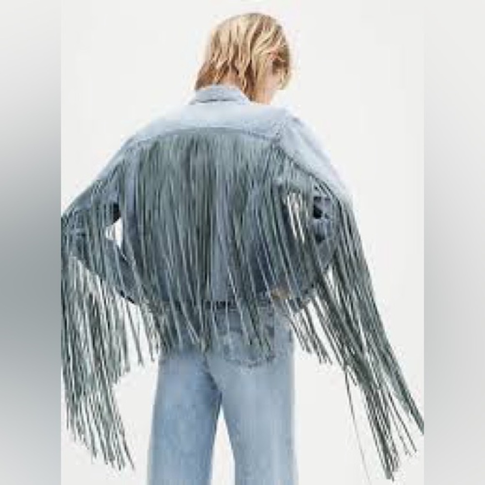 NWT Levi Fringe Denim Jacket